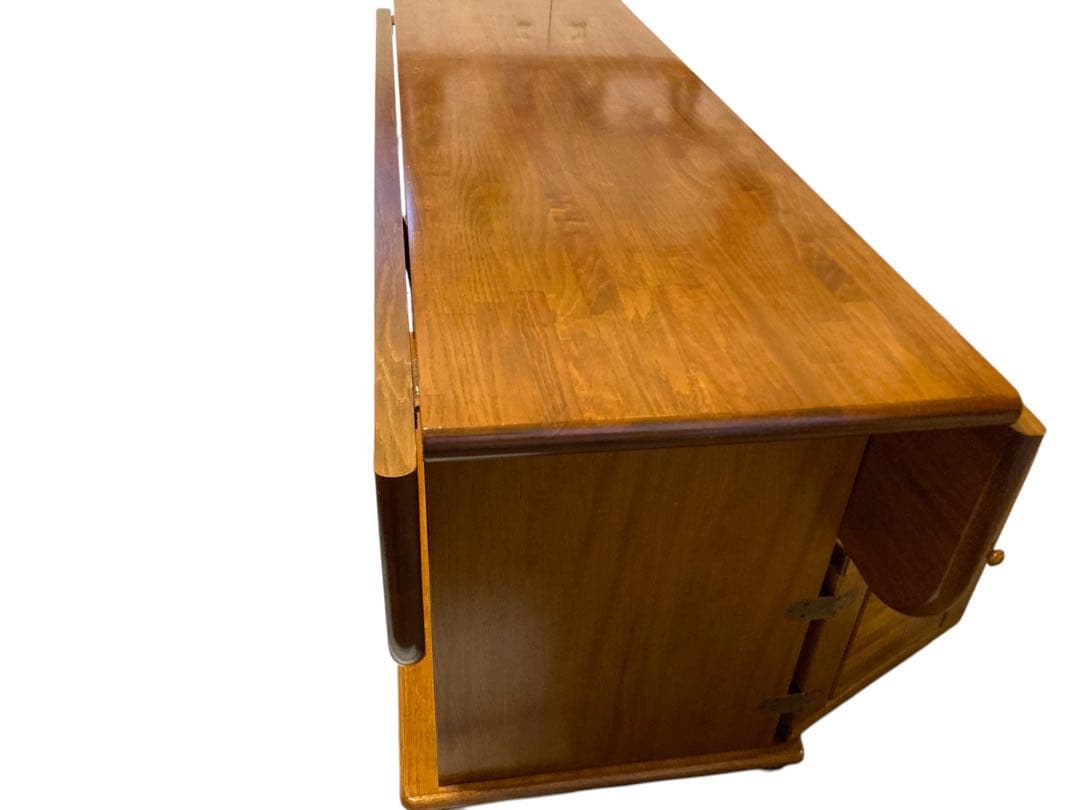 木製長方形テーブル 引き出し付き キャスター付き