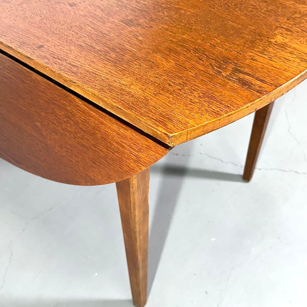 イギリス ビンテージ チークドロップリーフ ラウンドテーブル (301)