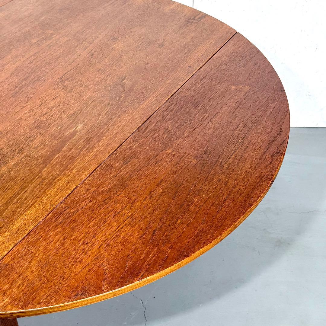 イギリス ビンテージ チークドロップリーフ ラウンドテーブル (301)