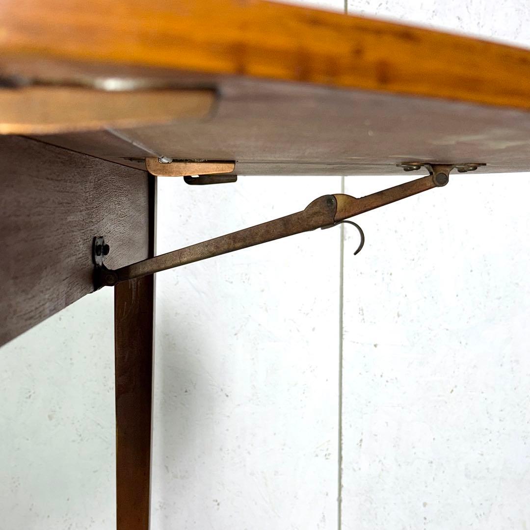 イギリス ビンテージ チークドロップリーフ ラウンドテーブル (301)