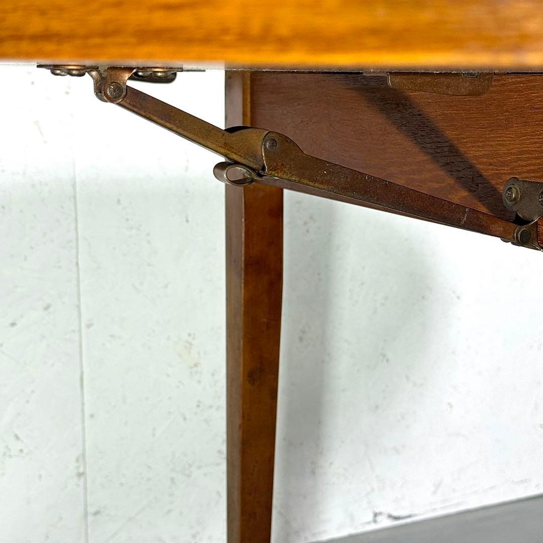 イギリス ビンテージ チークドロップリーフ ラウンドテーブル (301)