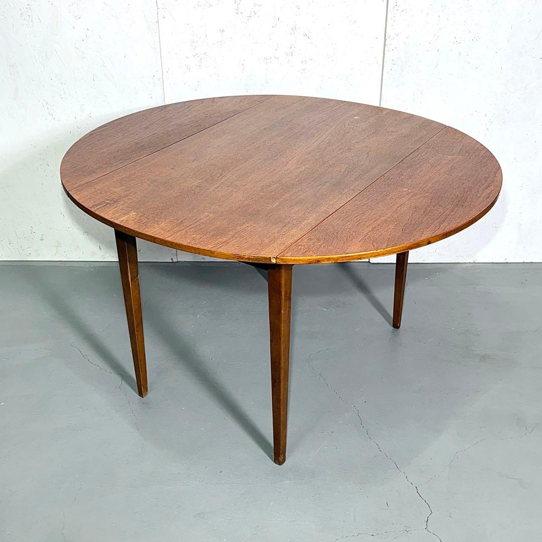 イギリス ビンテージ チークドロップリーフ ラウンドテーブル (301)