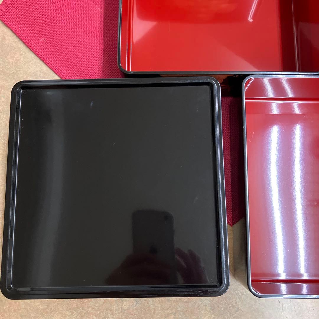 会津塗黒金老松松竹梅3段重箱