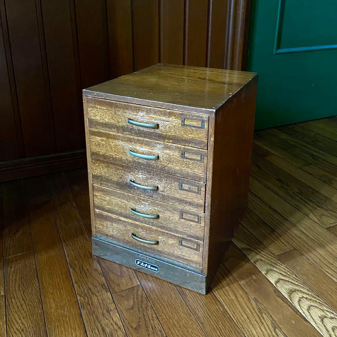 昭和レトロ 古引き出し ナショナル自転車 ビンテージ家具 非売品 小