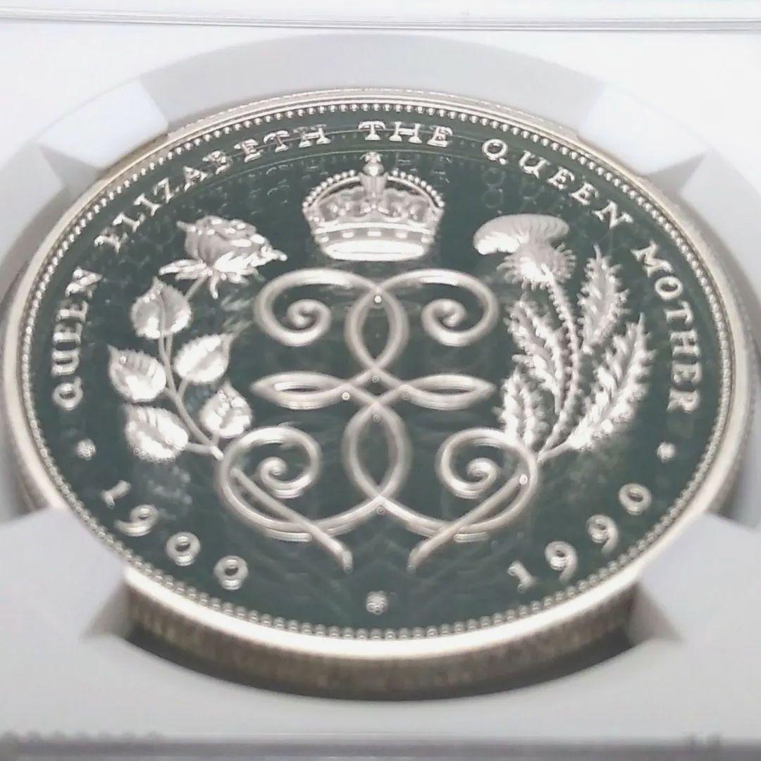 1990年 クイーン マザー 生誕90周年 £5 銀貨 NGC PF69UC 最 安値