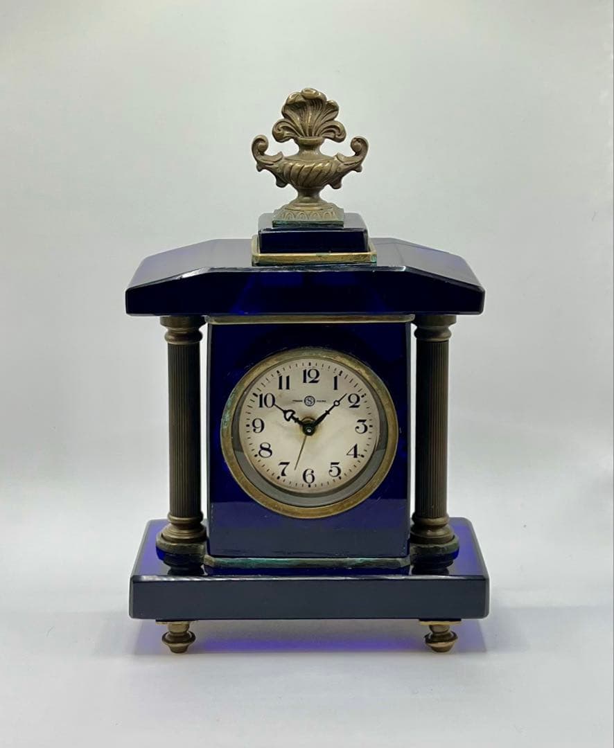 精工舎 SEIKOSHA 宮型ガラス置時計 アンティーク 大正ロマン 傷あり