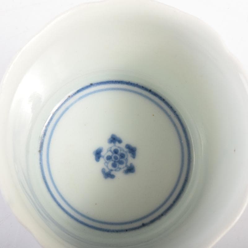 伊万里焼　染付　角福柿右衛門様式　松竹梅文　猪口　時代箱付　C　6969