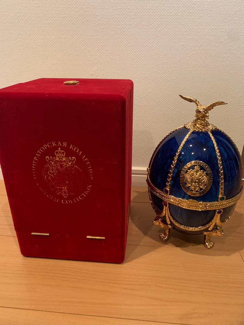 青いエナメル卵型コレクション 新品未使用 七宝焼金属卵型ジュエリーボックス 蓋付き埃防止 活け卵型