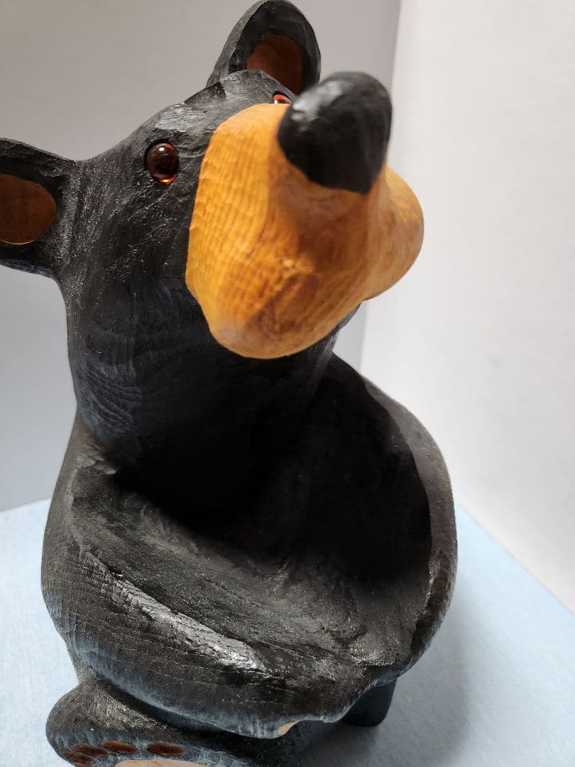 ジェフ・フレミング ビッグスカイ 手彫り木製クマ像彫刻 アンティーク 希少