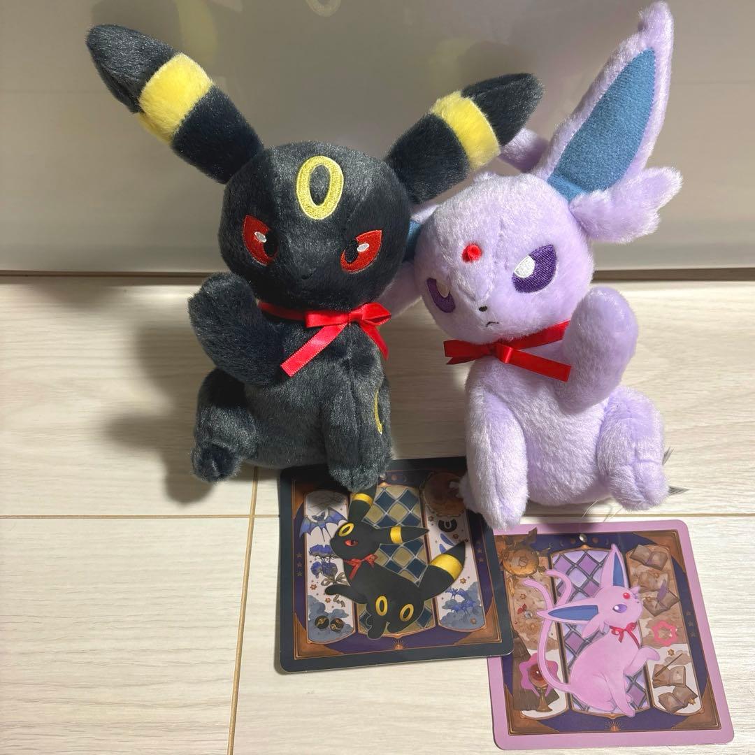 イーブイコレクションぬいぐるみ ブラッキー、エーフィ セット