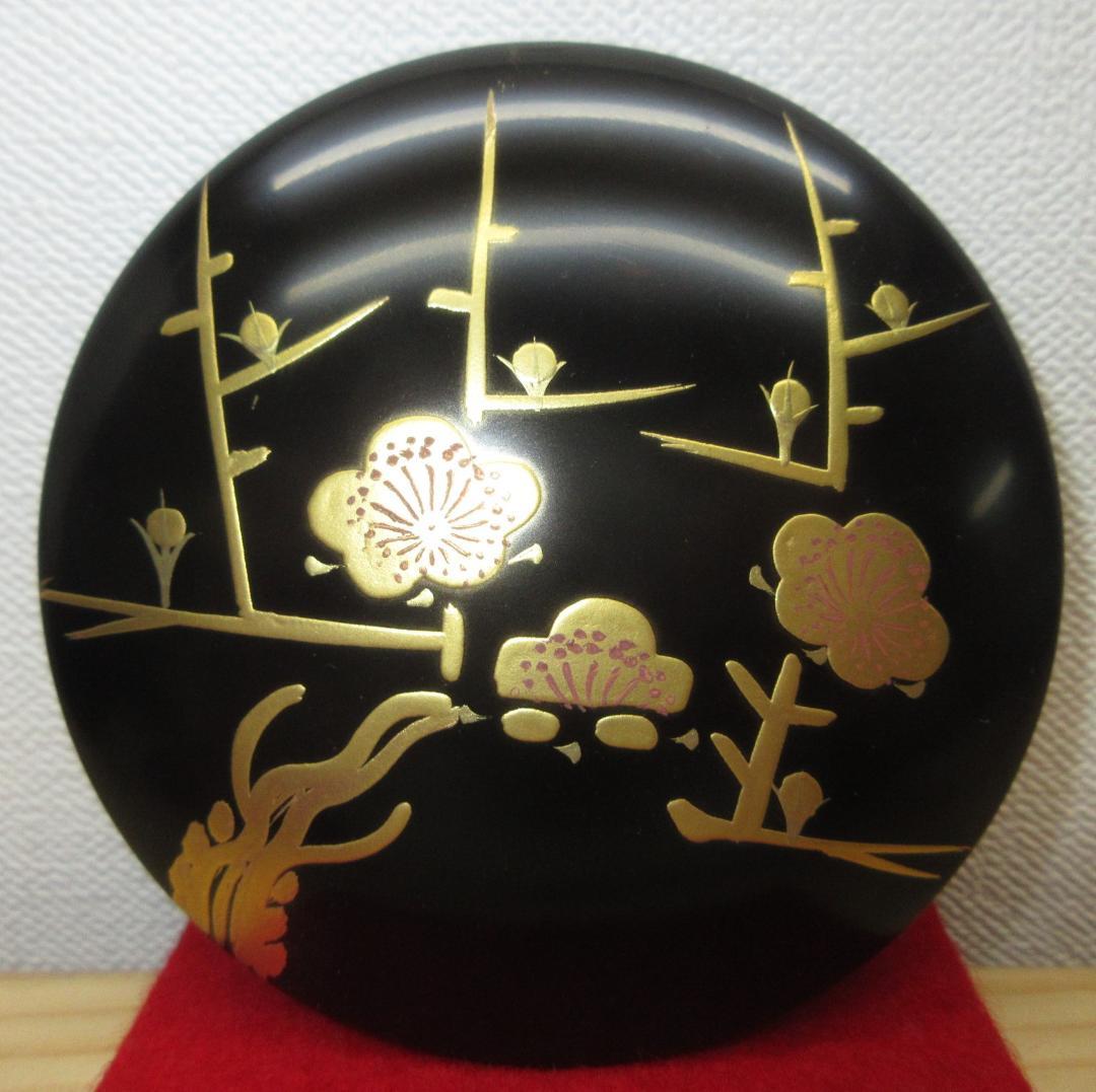 大多尾重則作色紙春秋蒔絵平棗なつめ棗茶道具共箱蒔絵桜菊