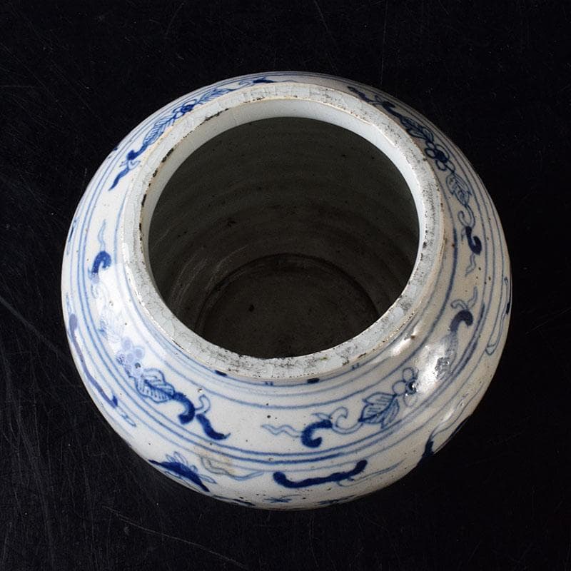 中国　青花　山水人物文　壷　V　R8388