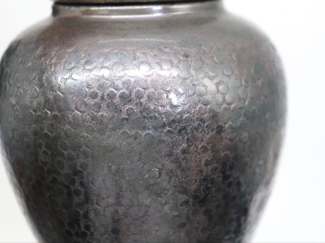 銀川堂製　いぶし銀茶壺　茶道具　木箱入　銀製品　送料込み251002