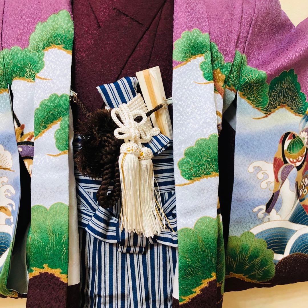 七五三 五歳‼️豪華紫系に鷹金彩煌びやか❤️完全フルセット‼️家から揃える無し 銘品‼️