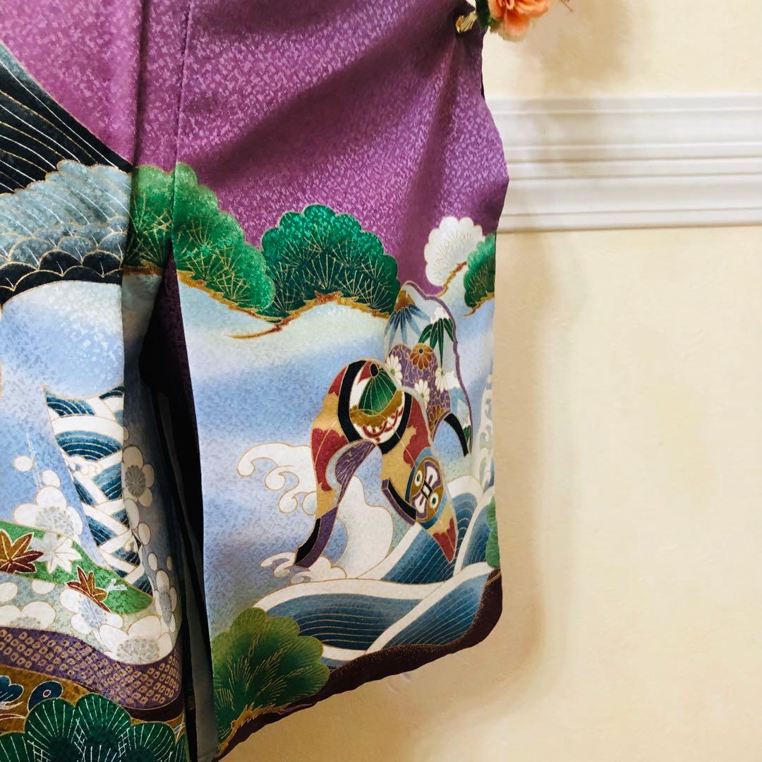 七五三 五歳‼️豪華紫系に鷹金彩煌びやか❤️完全フルセット‼️家から揃える無し 銘品‼️