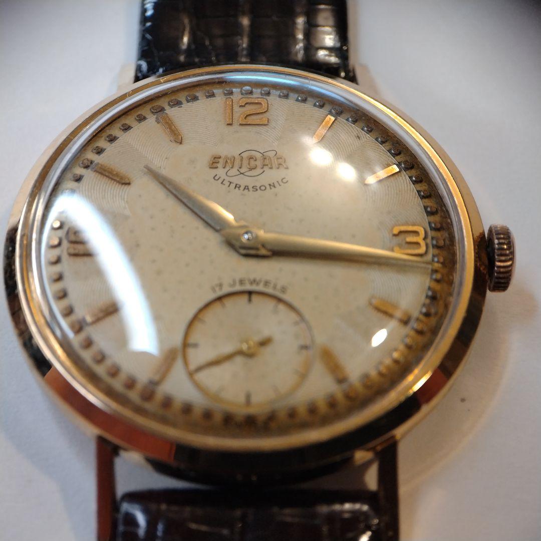 【1950s】ENICAR スモセコ OH済 ヴィンテージ腕時計