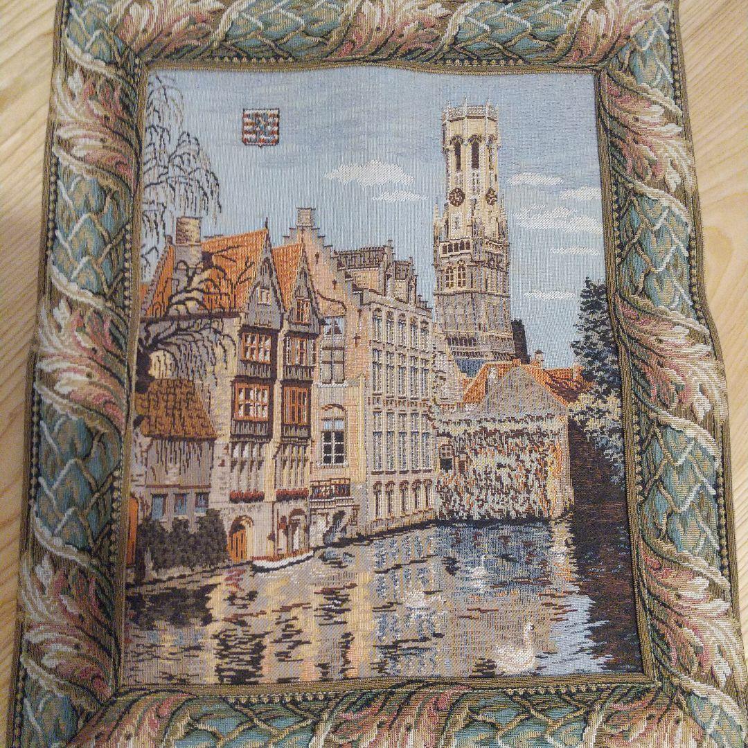 ゴブラン織り　タペストリー　壁掛け　ベルギー　ブリュージュの街並み　希少 美品