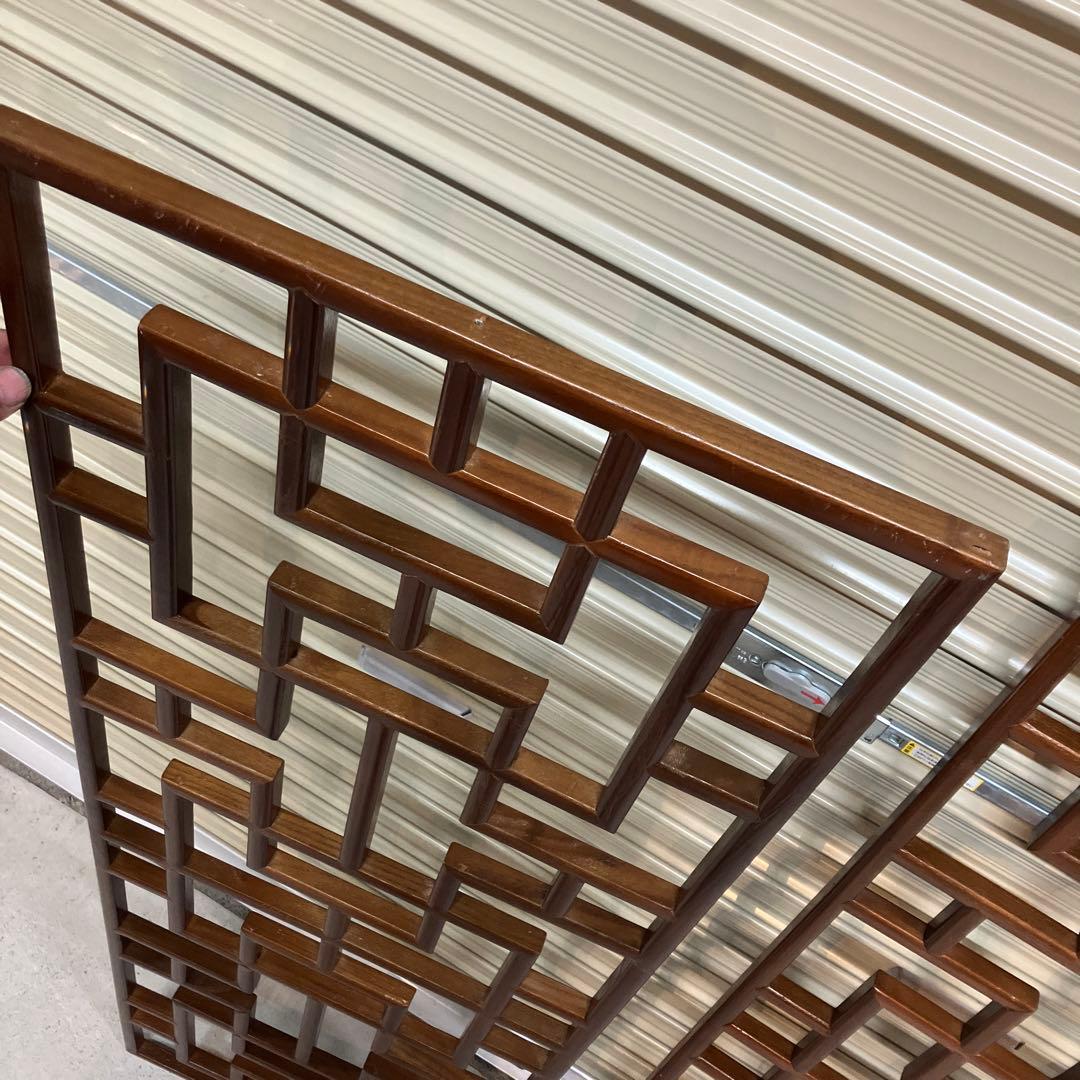 ① 中国格子 透かし建具 2枚セット 中国家具 骨董品 欄間 みやび格子
