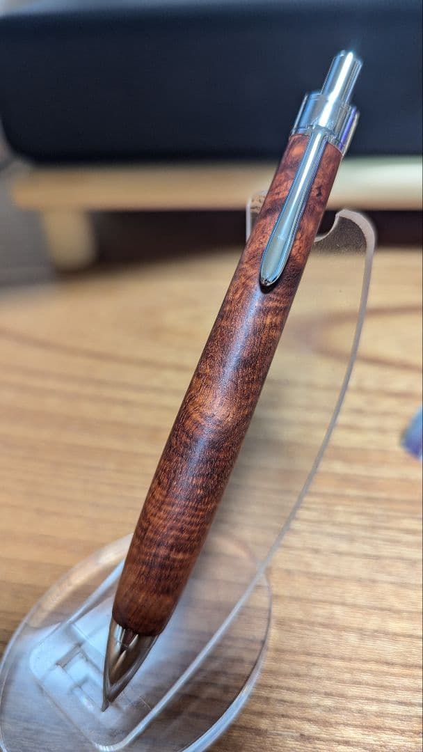 栃縮杢のシャープペンシル - ゴールド（SANZOクリップ） 野原工芸