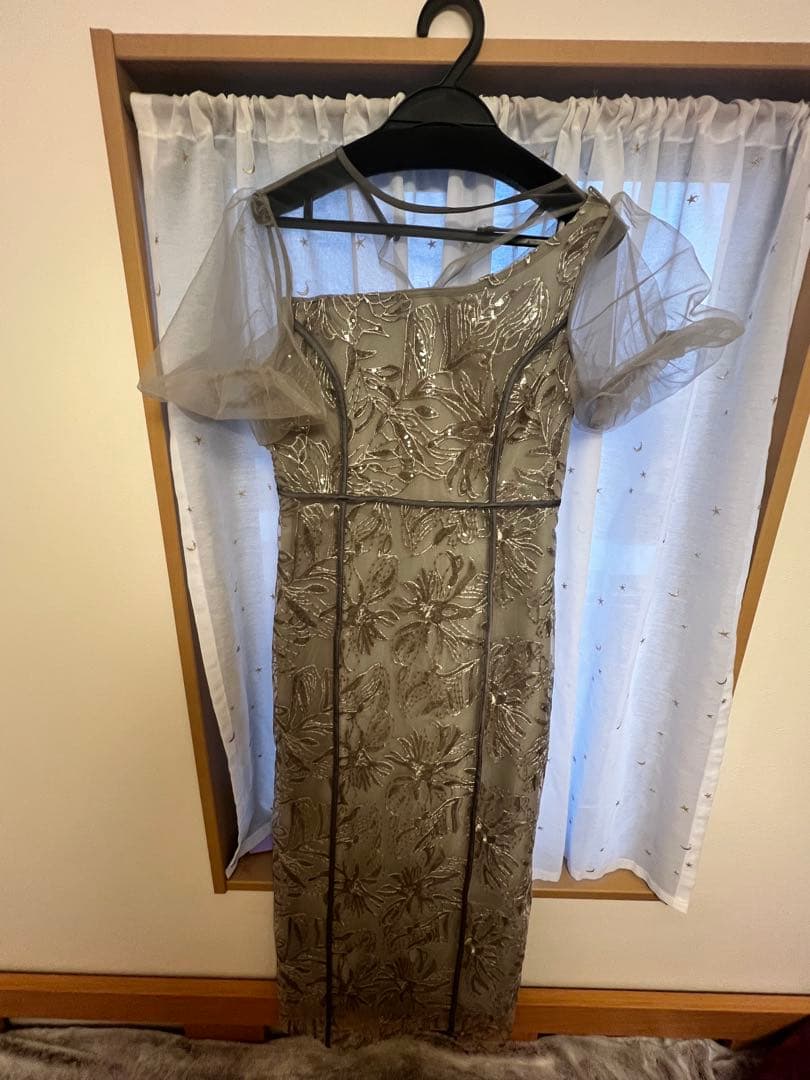 leja アシンメトリーシアーフラワーワンピースドレス　オケージョン