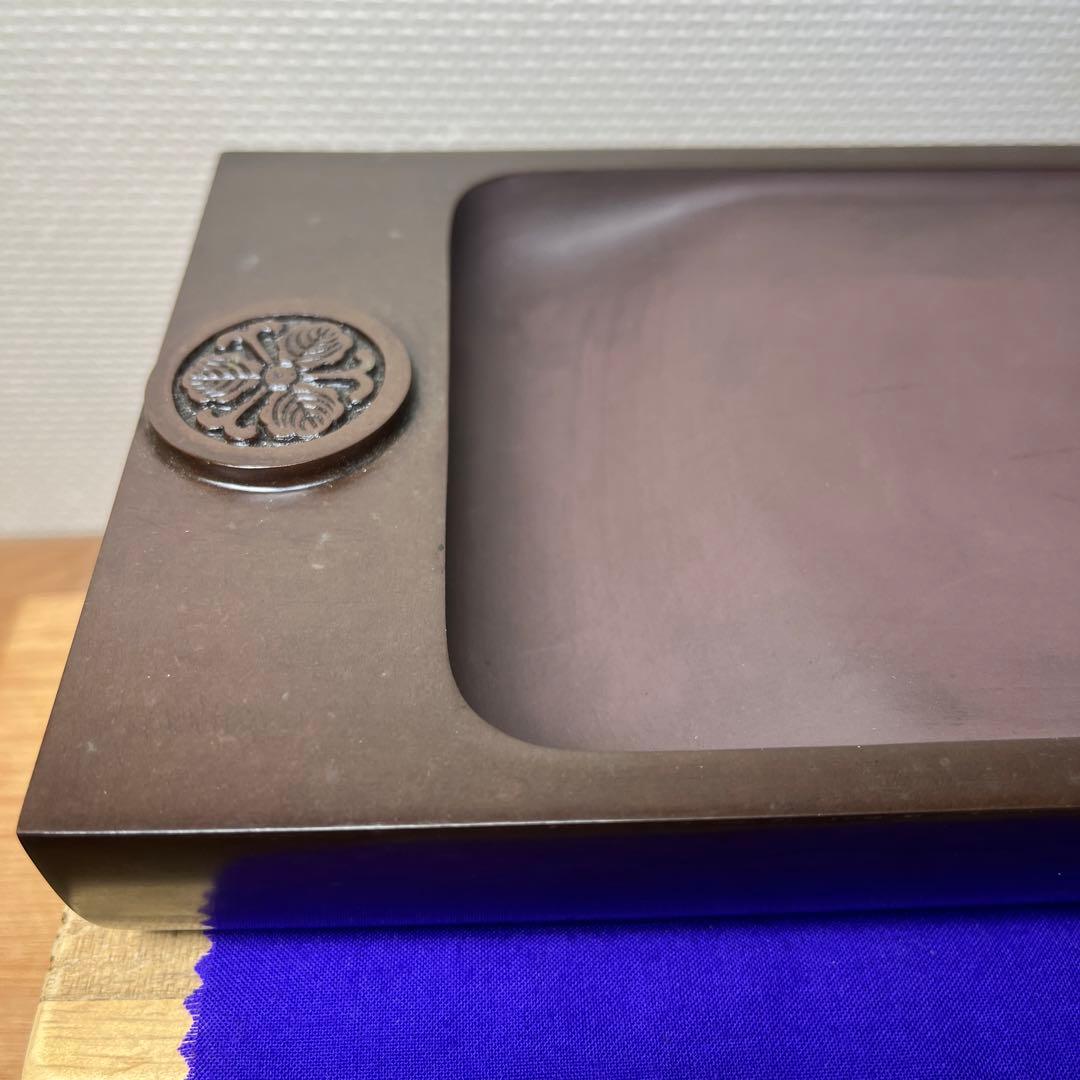⭕️赤間硯 名工 三代 日枝玉峯 特殊作品 彫刻長方研 美品 逸品 工芸品