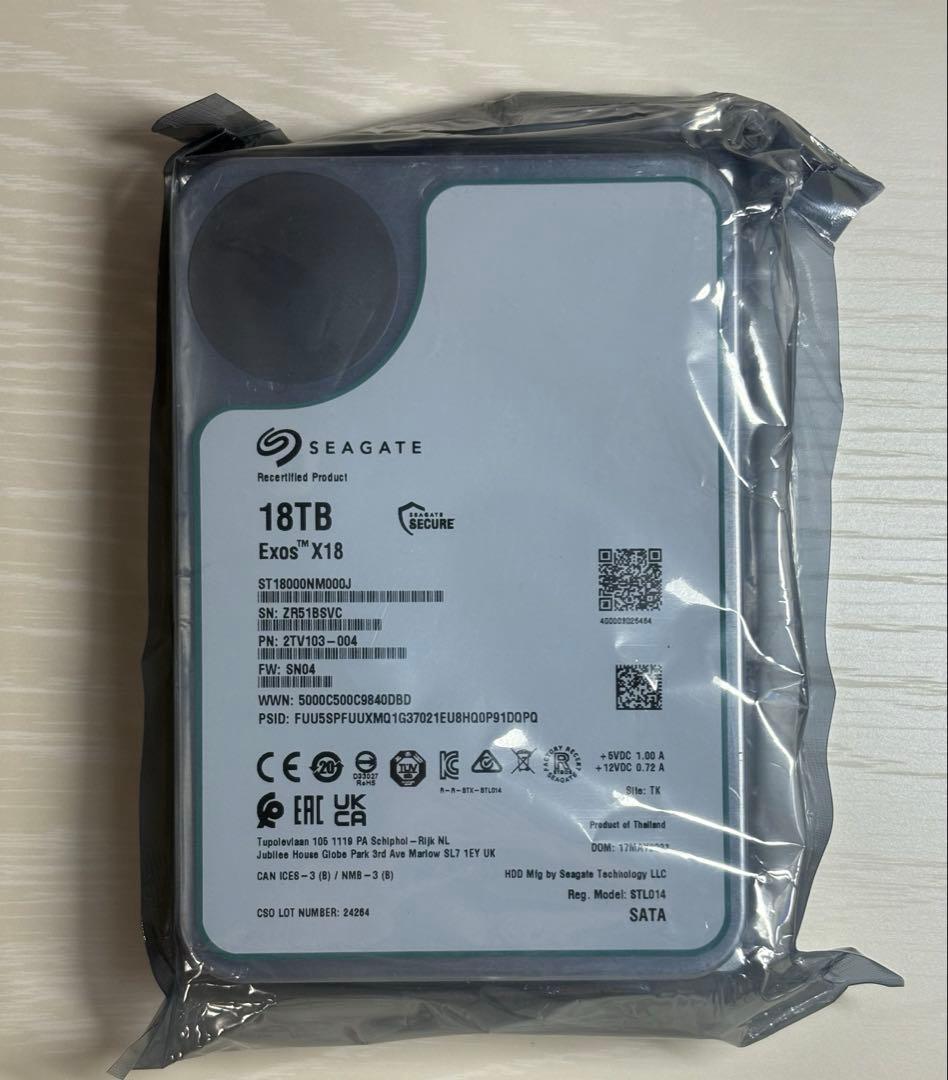 SEAGATE 18TB Exos X18 正規品 HDD SATA 保証あり Seagate Exos