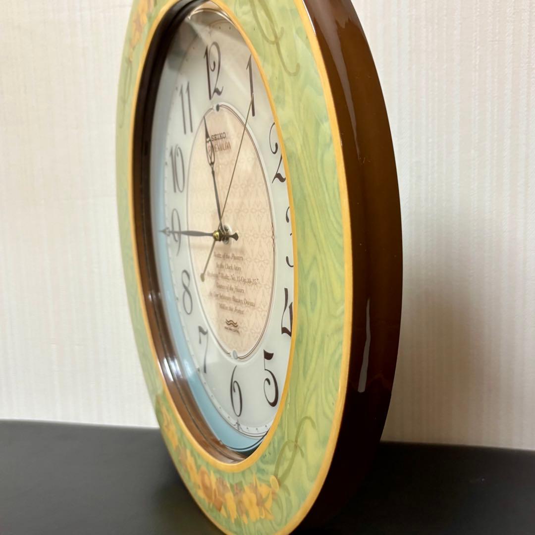 SEIKO PREMIUM 電波掛け時計 木象嵌 花柄 メロディ EMBLEM