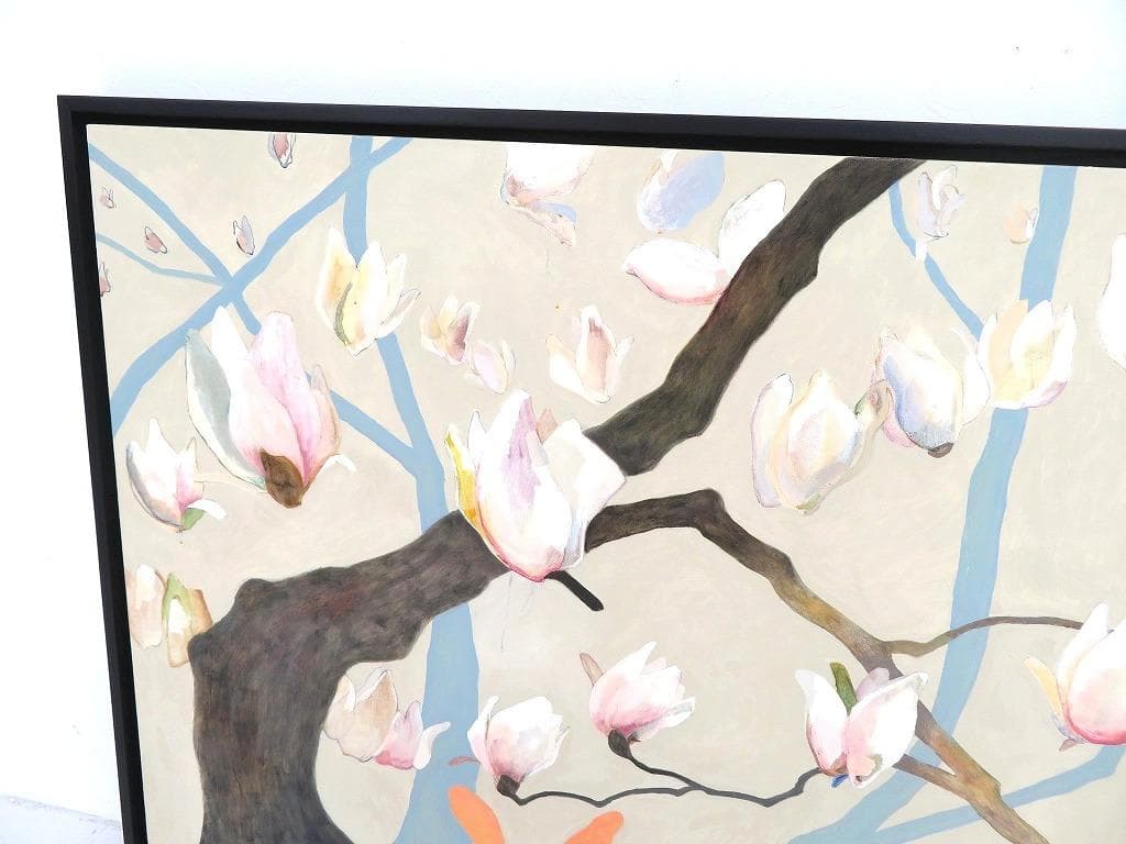 真作保証 荻野 夕奈 白木蓮 油彩 油絵 アート 芸術 絵画