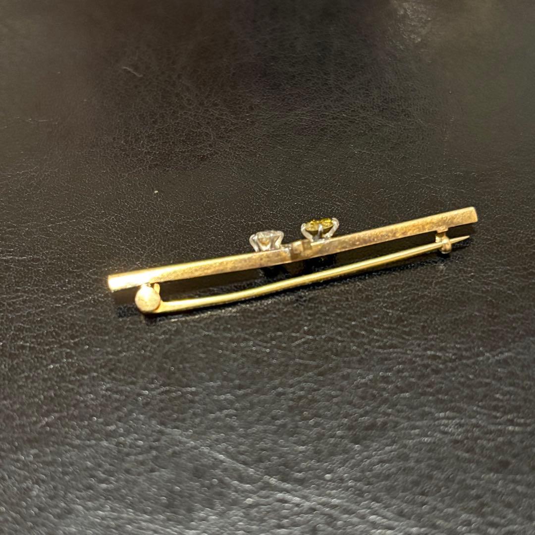 最終】K18 750 ブローチ メレダイヤ シトリン