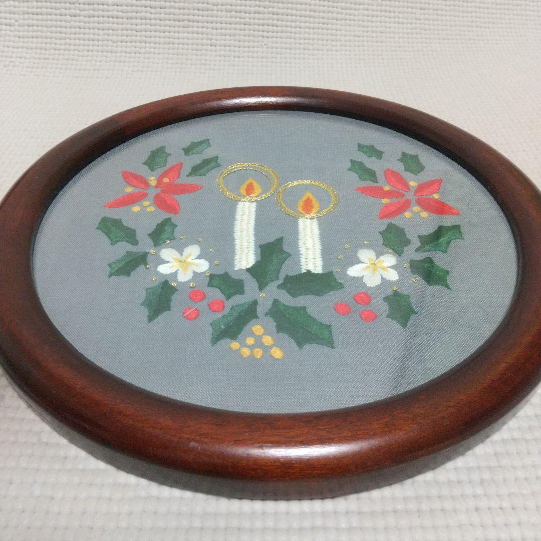 職人の手仕事〈松本民芸家具〉額縁3枚／刺繍アート付、昭和レトロ、民