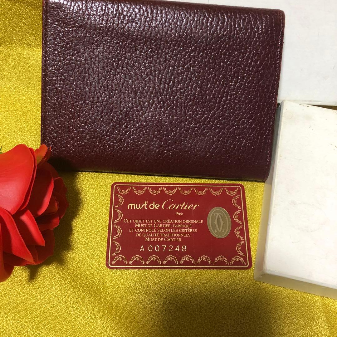 must de Cartier 三つ折り財布 ダークブラウン