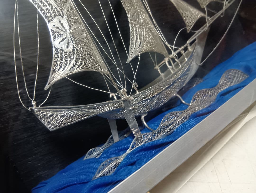 銀製　帆船　透かし彫り細工　sailing ship　sv900