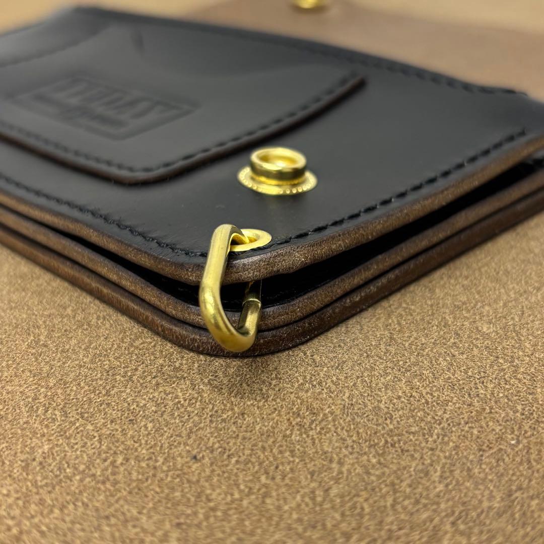 クロムエクセル　トラッカーウォレット　黒　茶心　3層　タロン　HORWEEN