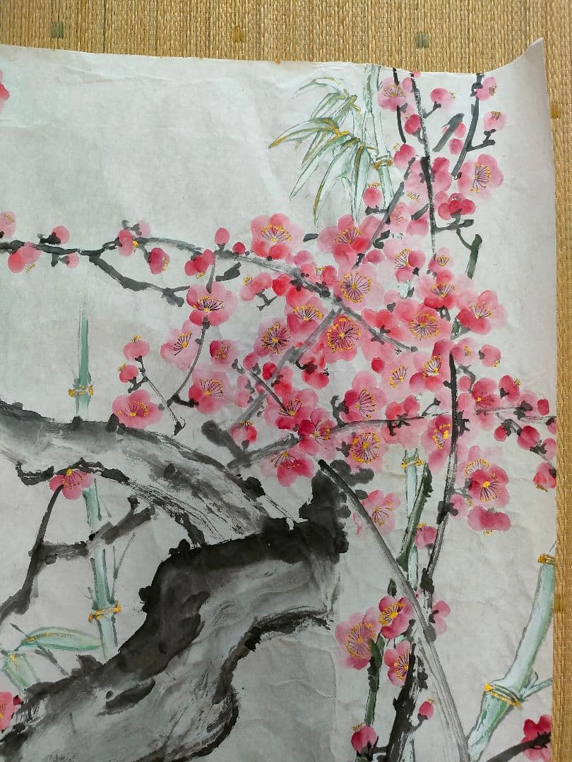 水墨画（墨彩）春の梅　原画　直筆　肉筆　アート　絵画　ギフト　インテリア　日本画