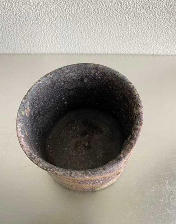 岸野寛 焼〆窯変筒茶碗 京都思文閣個展 共箱