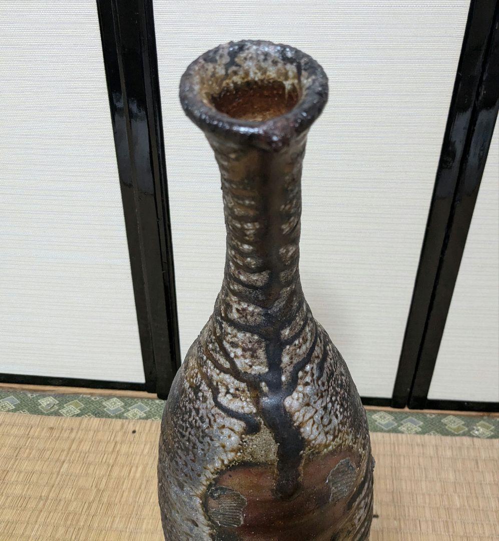 水漏れあり】今成研二 備前焼 窯変花器 造花用花入 置物 花瓶