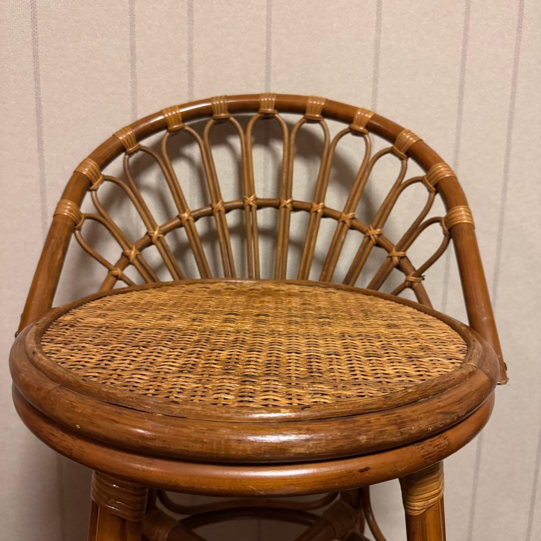 昭和レトロ ラタンチェア 椅子 籐家具 古家具藤 ベントウッドチェアー　スツール