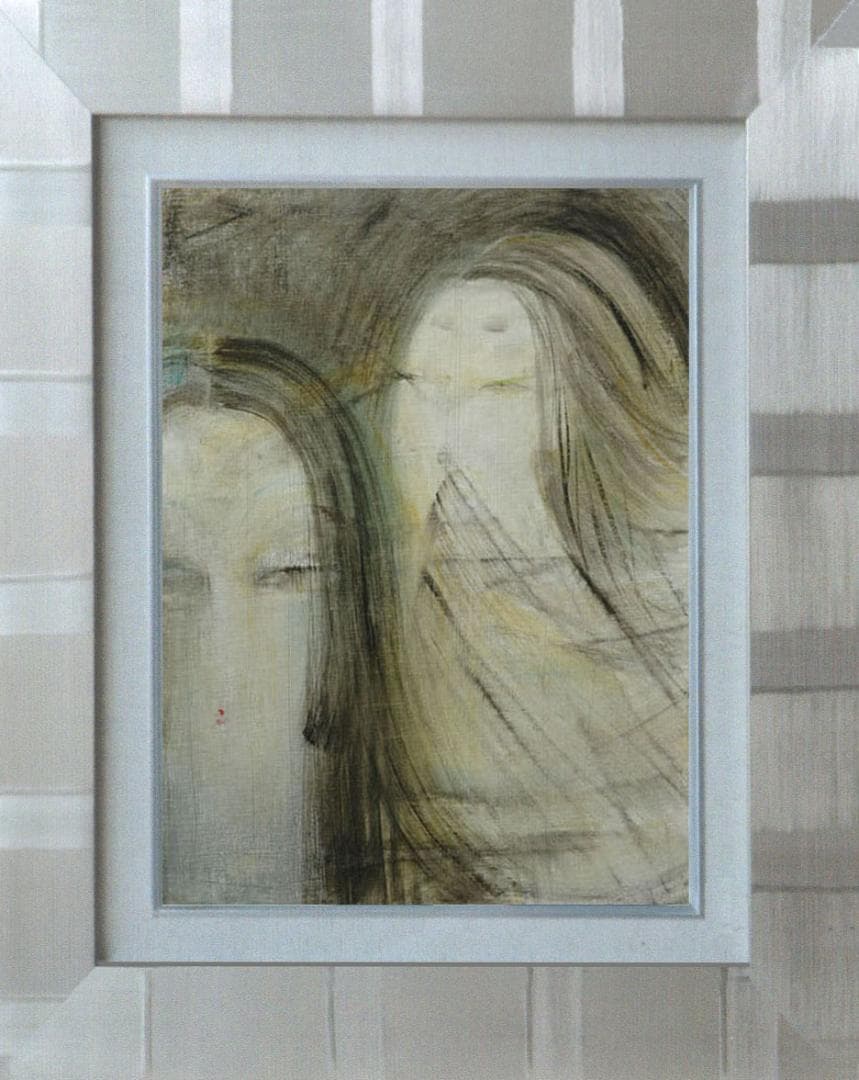 油絵 絵 絵画 インテリア 額付(白) F6-050413 人物 女性像