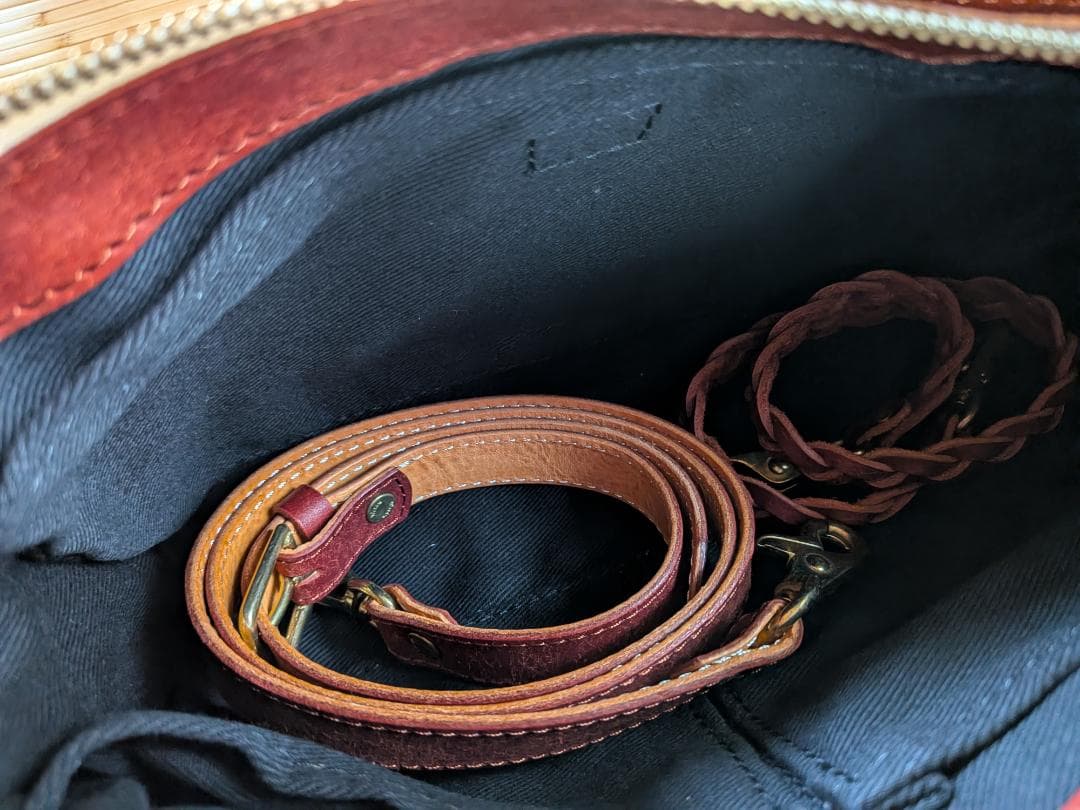 RYU 本革 編み込みバッグ ワインレッド