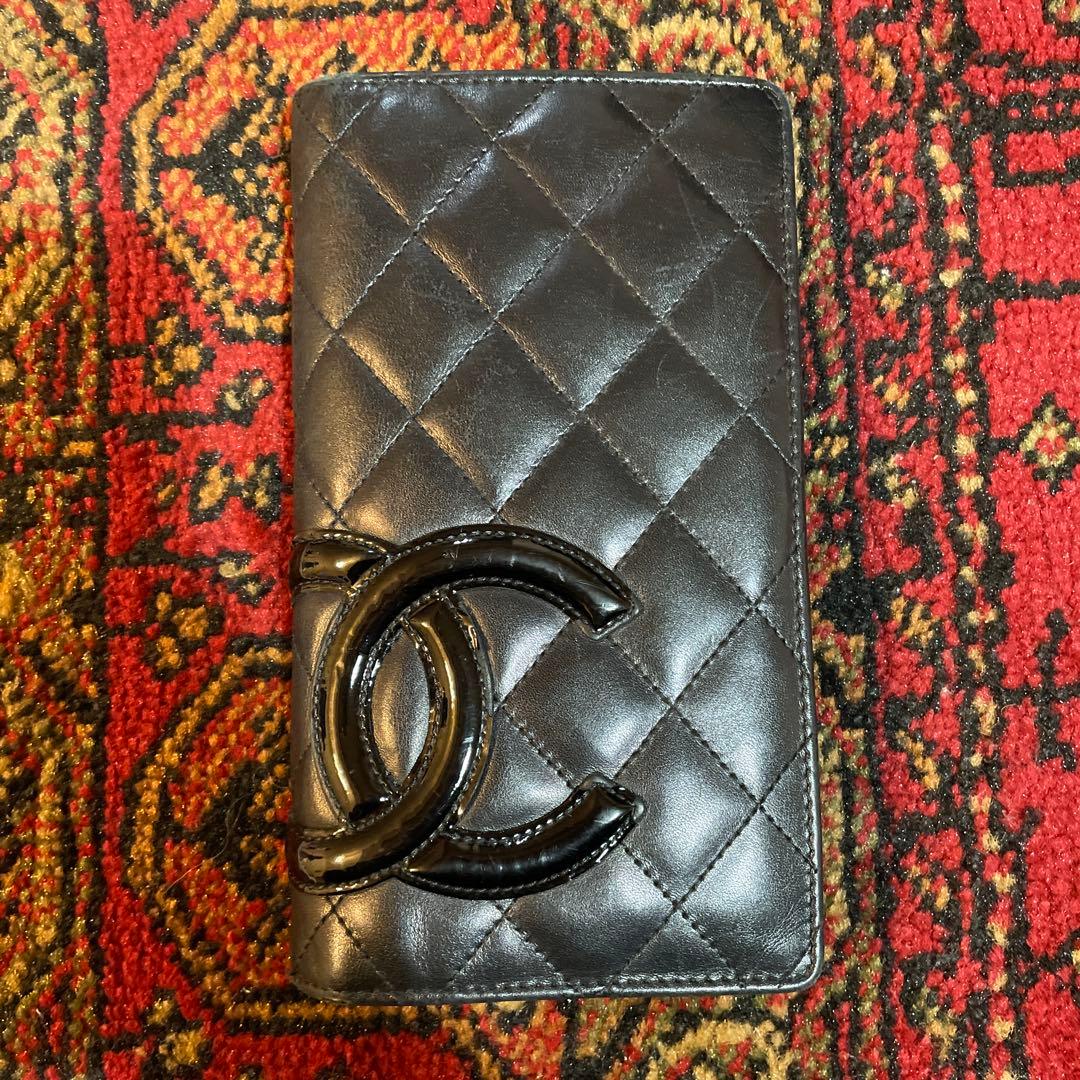 CHANEL キルティング 二つ折り財布 ブラック
