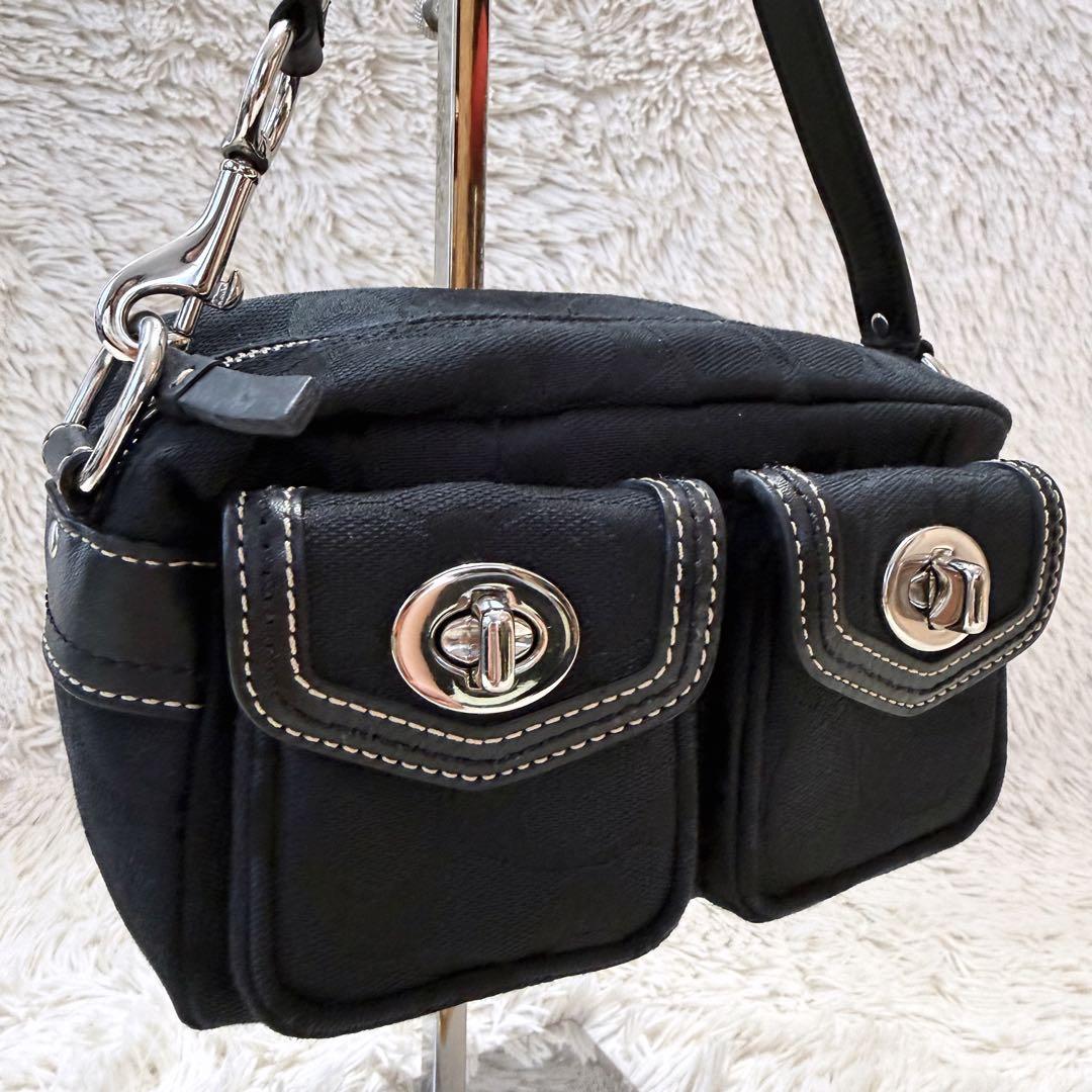 美品✨ COACH コーチ シグネチャー ターンロック アクセサリーポーチ