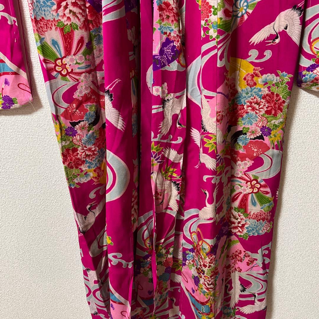 七五三　7歳　ハーフ成人式　アンティーク　ピンク　総柄　大正ロマン　着物セット