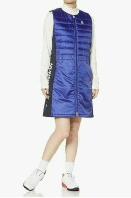 Arisu　新品タグ付　マンシングウェア　中綿ワンピースM　青ブルー