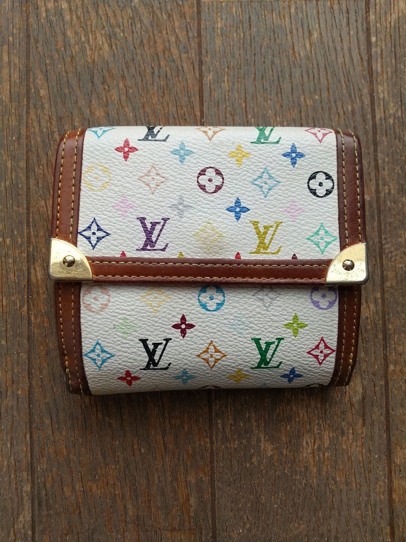 ルイヴィトン マルチカラー 折り財布 VUITTON マルチカラー 黒 折り