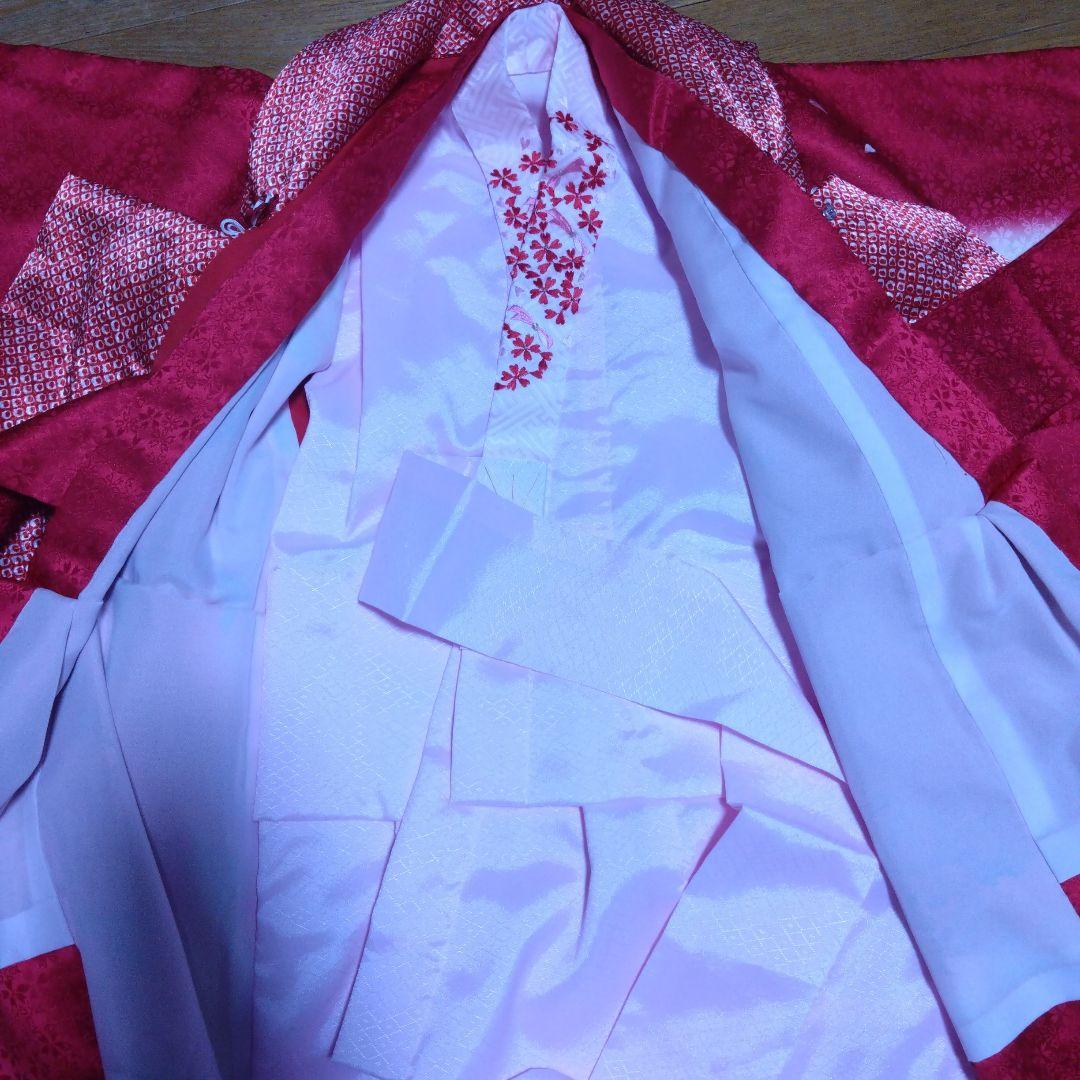 三歳★被布＆正絹花柄着物＆刺繍長襦袢＆小物