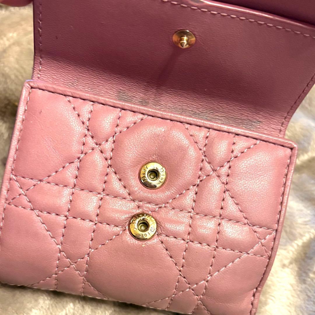 Lady Dior Lotus ディオール　ウォレットピンク キルティング 財布
