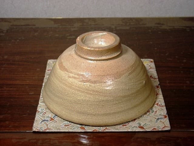 酒津焼 武者小路千家 有隣斎宗匠 書付 銘・女郎花 茶碗 無傷 共箱 保証