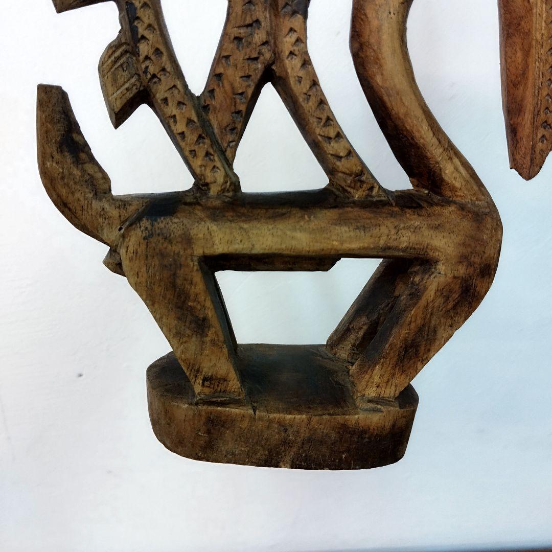 アフリカ美術【マリ共和国】バンバラ族 木彫り チワラ 頭上面 オブジェ