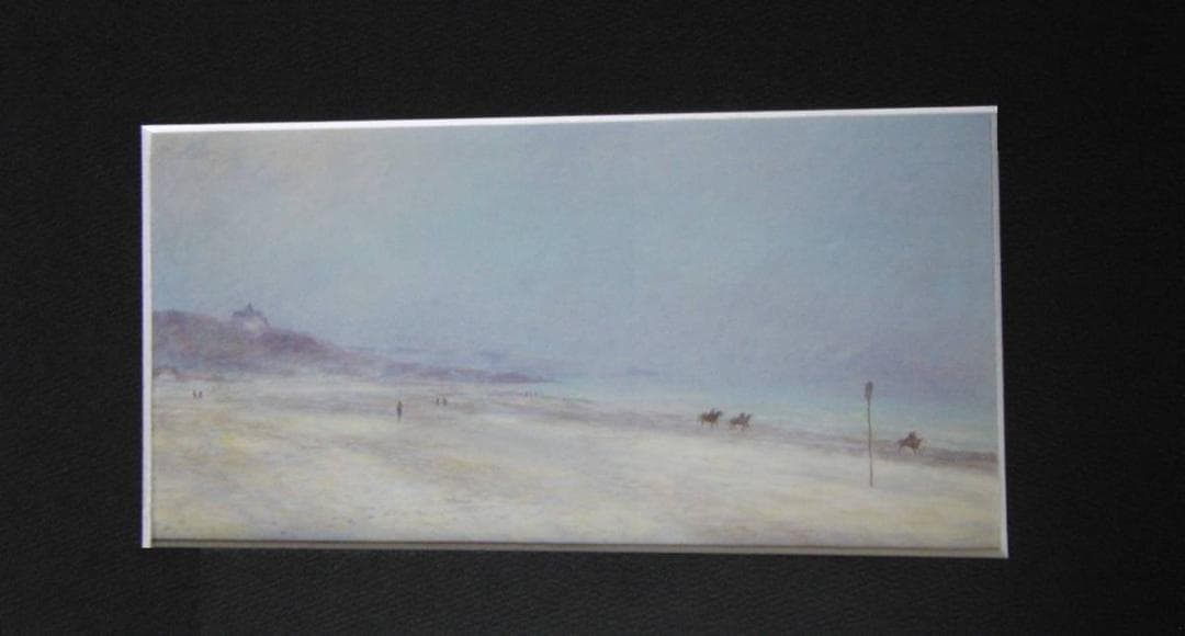 岡義実、【ノルマンディの海辺】、希少な額装用画集より