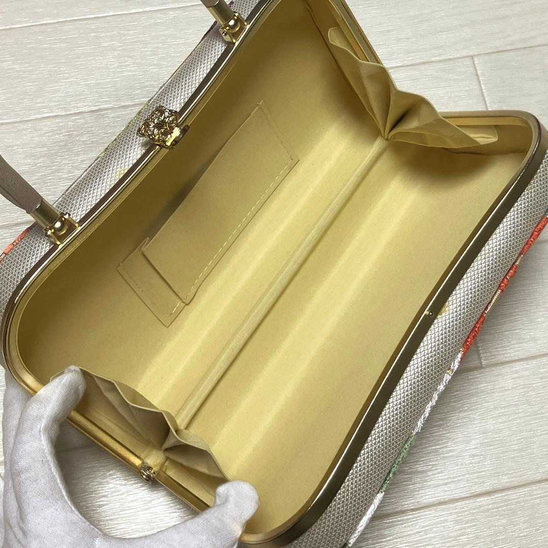 《美品》西陣織　草履バッグセット　厚底　金糸　刺繍　大きめバッグ